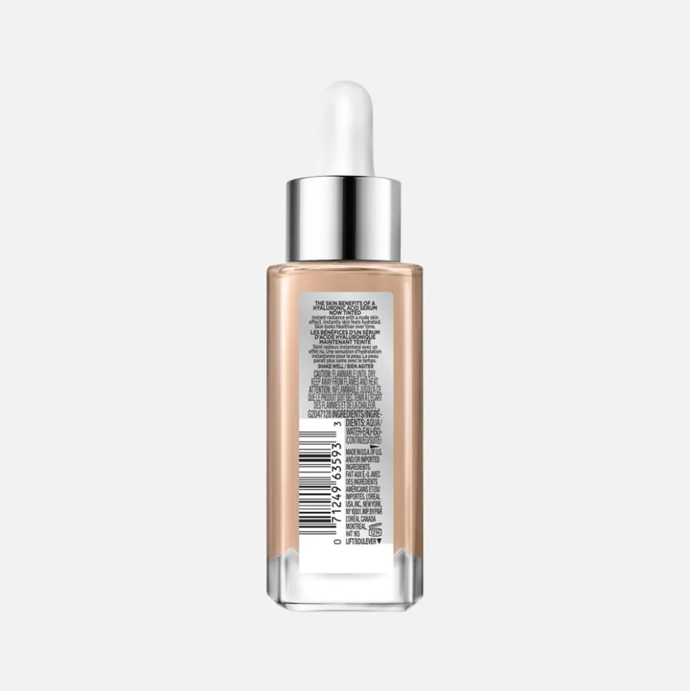 Nude Hyaluronic Tinted Serum Foundation with 1% Hyaluronic Acid, Lightweight Coverage For Dry Skin