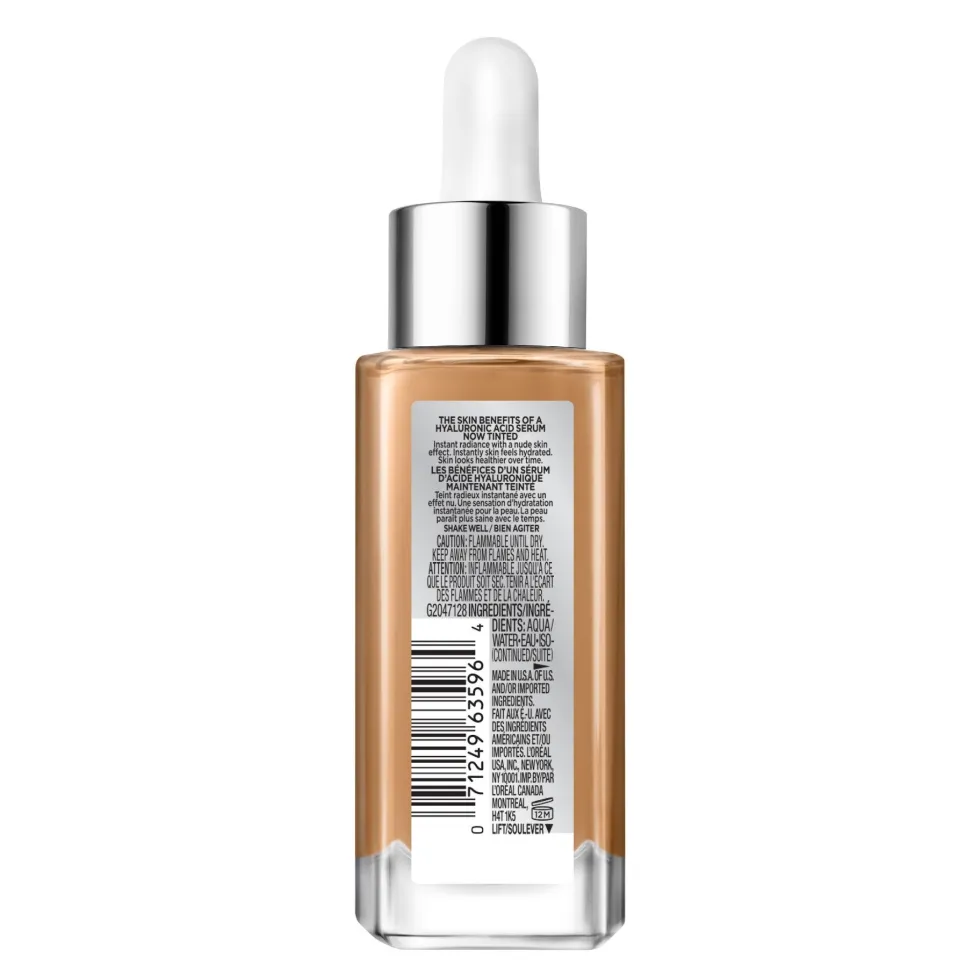 Nude Hyaluronic Tinted Serum Foundation with 1% Hyaluronic Acid, Lightweight Coverage For Dry Skin