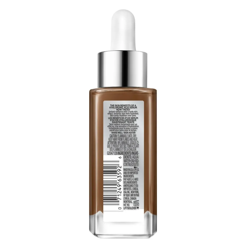 Nude Hyaluronic Tinted Serum Foundation with 1% Hyaluronic Acid, Lightweight Coverage For Dry Skin