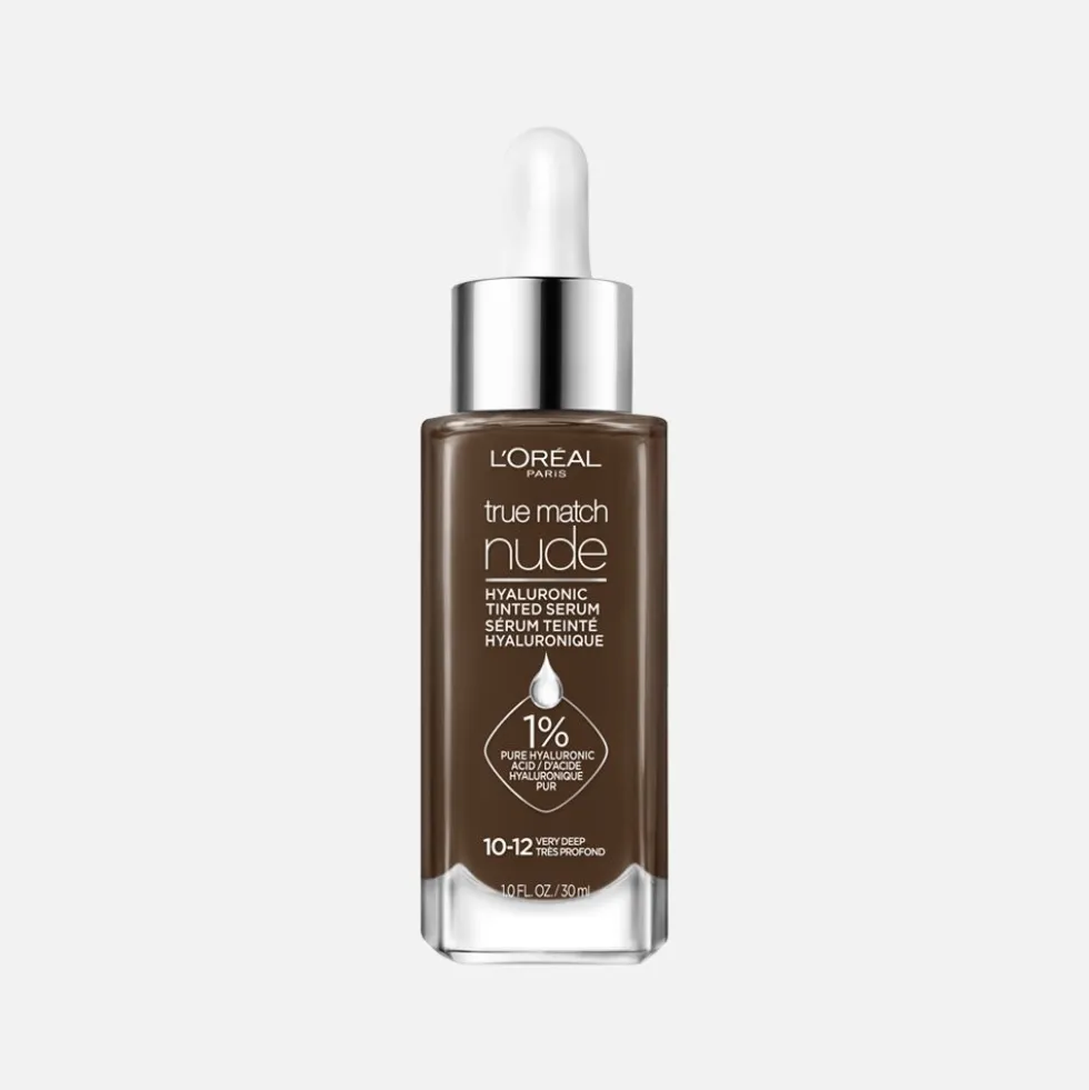 Nude Hyaluronic Tinted Serum Foundation with 1% Hyaluronic Acid, Lightweight Coverage For Dry Skin